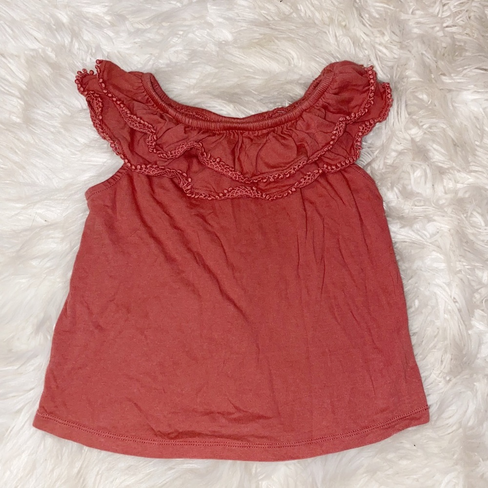 Girl’s Coral Ruffle Short Sleeve Top